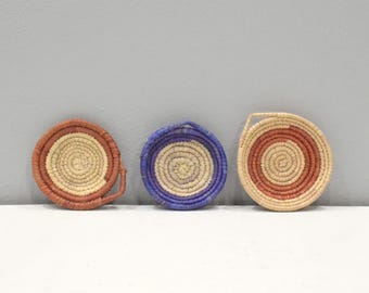 African Basket Botswana Natural Colors Food Basket Set of 3