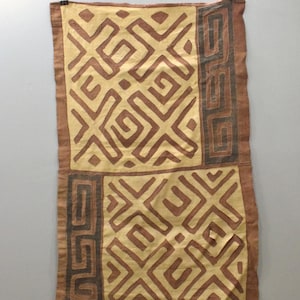 African Natural Woven Kuba Raffia Cloth Congo