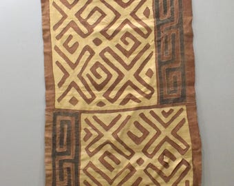 African Natural Woven Kuba Raffia Cloth Congo