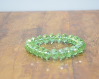 BraceletLight Green Faceted Crystal Stretch Bracelet