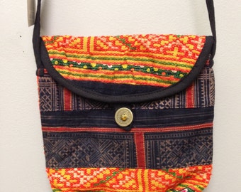 Chinese  Purse Hmong Embroidered Purse Hill Tribe Handmade Colorful Shoulder Bag Purse Hand Woven Gift for Her One of Kind Tribal