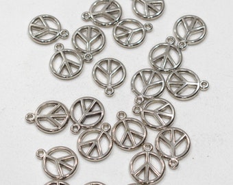 Beads Silver Peace Charms 15mm