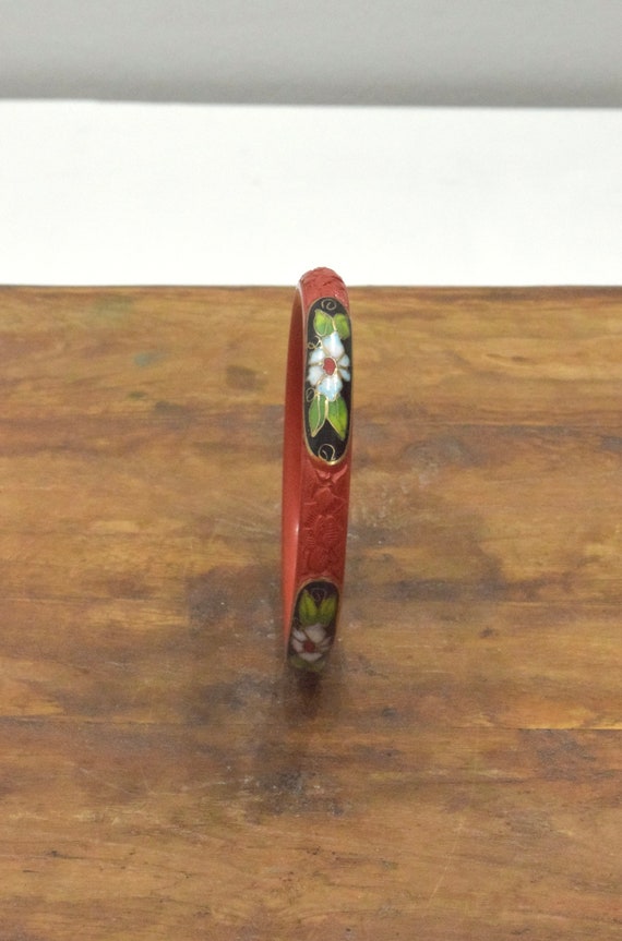 Chinese Cloisonne Cinnabar Bangle Bracelet