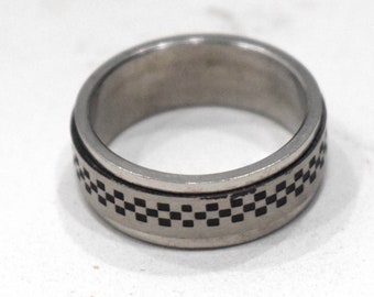 Ring Stainless Steel Etched Spinner Band Ring