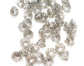 Beads Silver Filigree Beads Caps 12mm