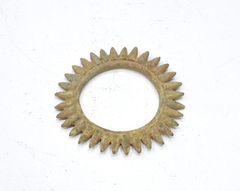 African Bronze Jagged Disk Pendant  Ashanti Tribe Ghana