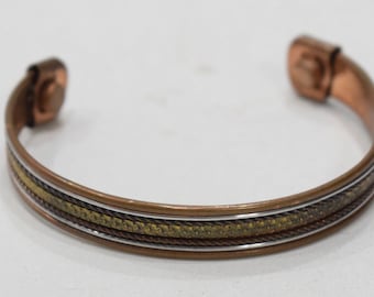 Bracelet Copper Silver Brass Woven Magnetic Cuff Healing Bracelet