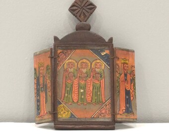Ethiopian Orthodox Altar Icon Painted Wood Shrine