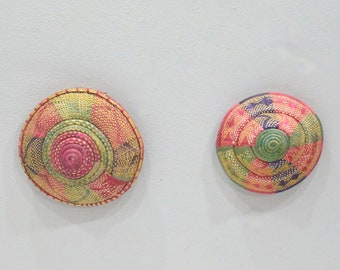 Ethiopian Basket 2 Lid Pairs For Wall Display
