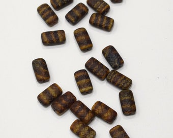 Beads Brown Stripped Czech Glass 14mm