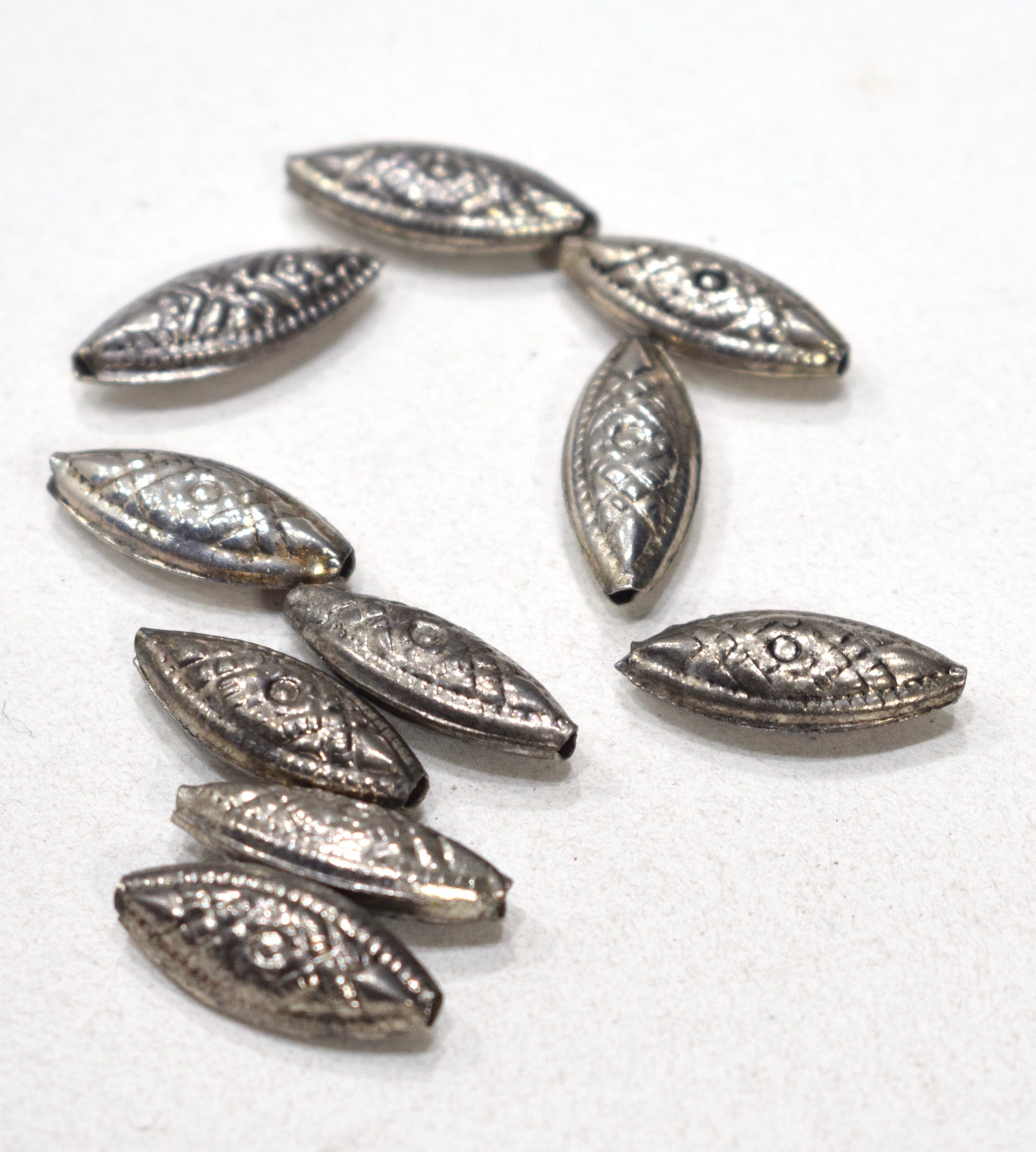 Beads India Silver Etched Tube Beads 23mm