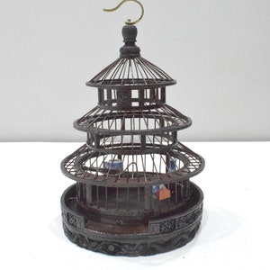 Chinese Wicker Birdcage Porcelain Water Food Bowls