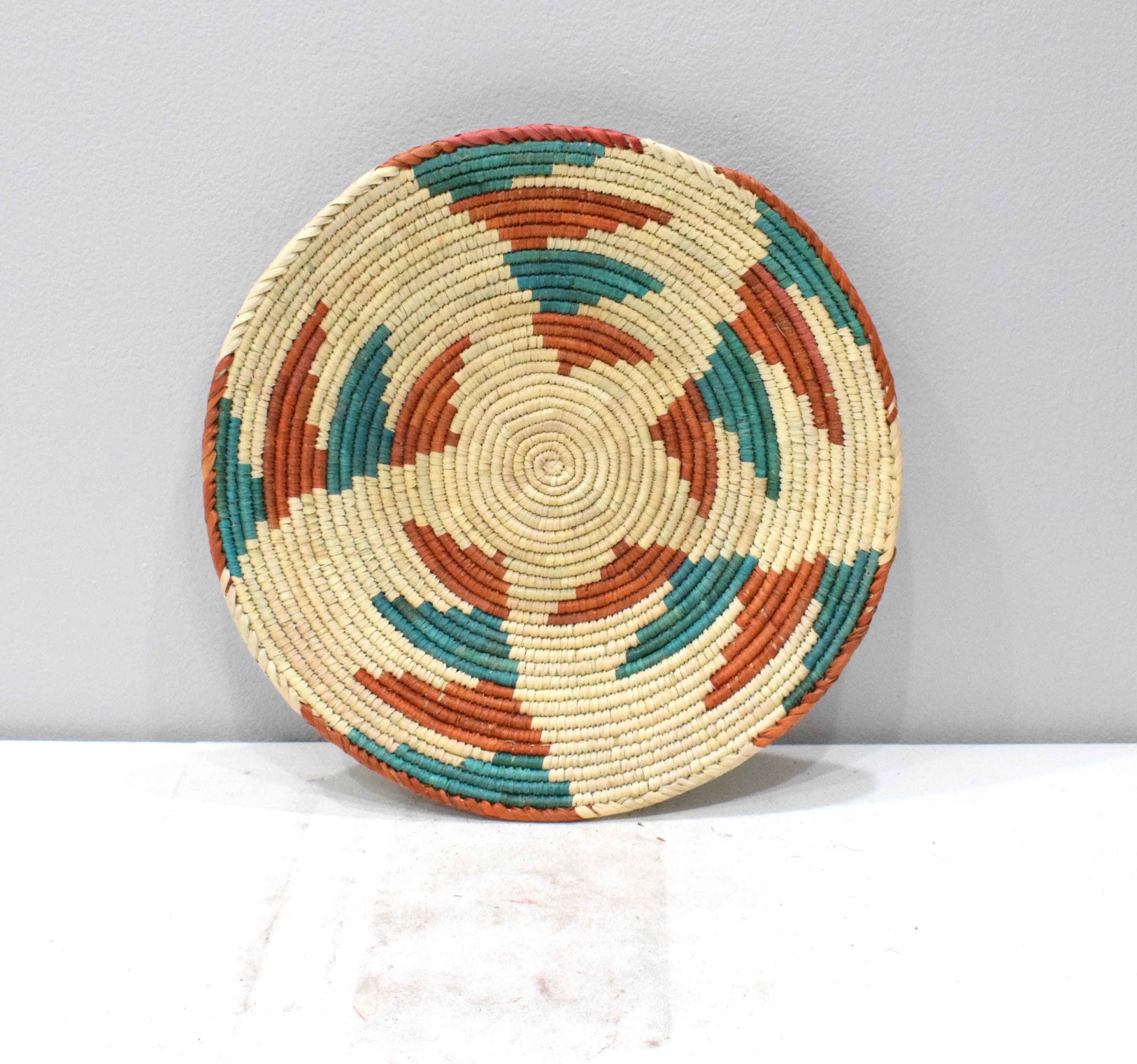 African Basket Botswana Natural Colors South Africa Woven Palm Food Basket