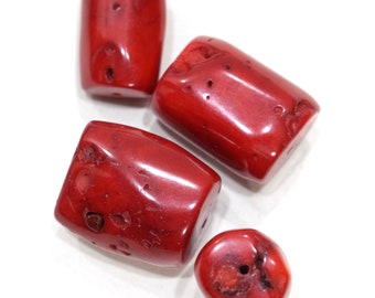 Chinese Red Coral Chunk Beads