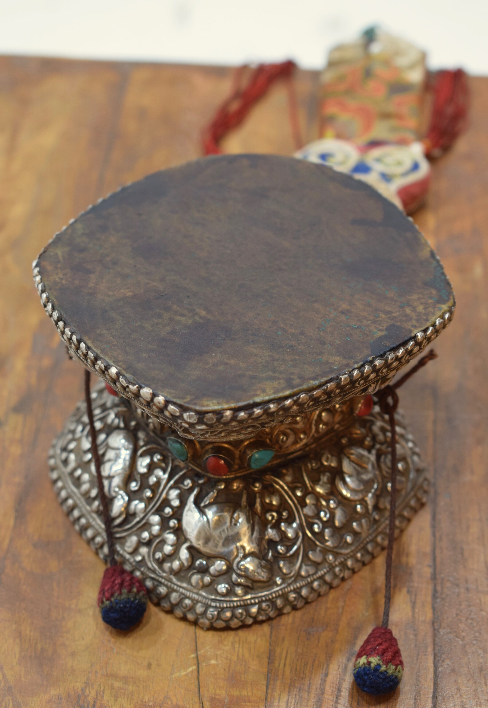 Tambour tibétain de Damaru gravé tambour spritual turquoise Etsy