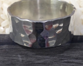 Ring Sterling Silver Hammered Band Ring