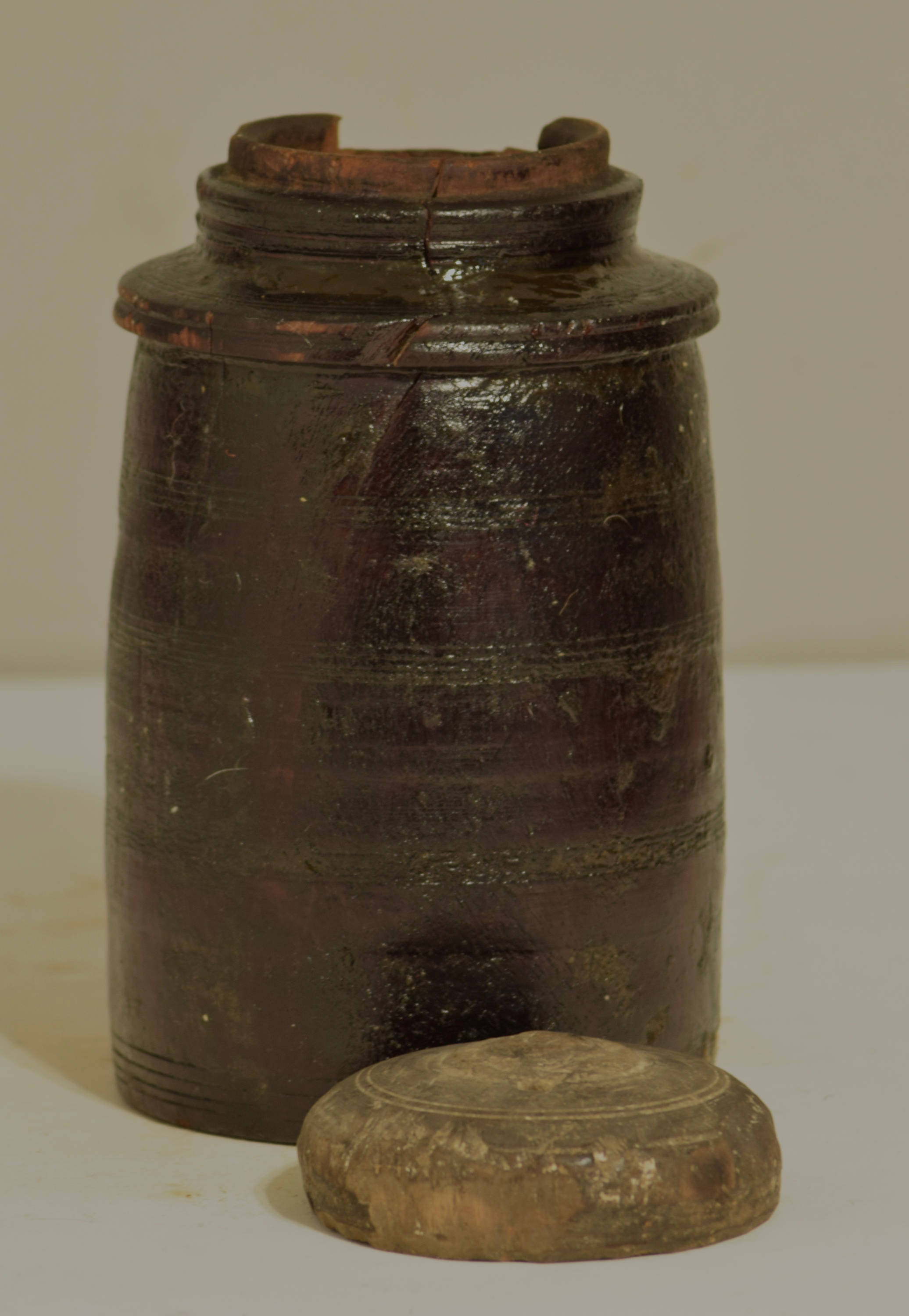 Nepal Jar Ghee Butter Hand Carved Hand Wood Offerings Ghee Butter Jar