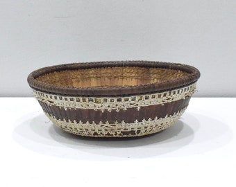 Basket Bali Indonesia Beaded Mirror Basket