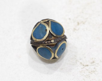 Beads Turquoise Brass Oval Middle Eastern  16mm