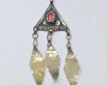 Middle Eastern Silver Kuchi Glass Pendant