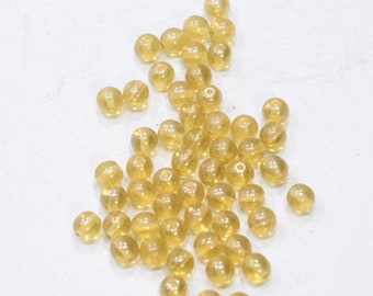 Beads Czech Yellow Glass Beads 6mm