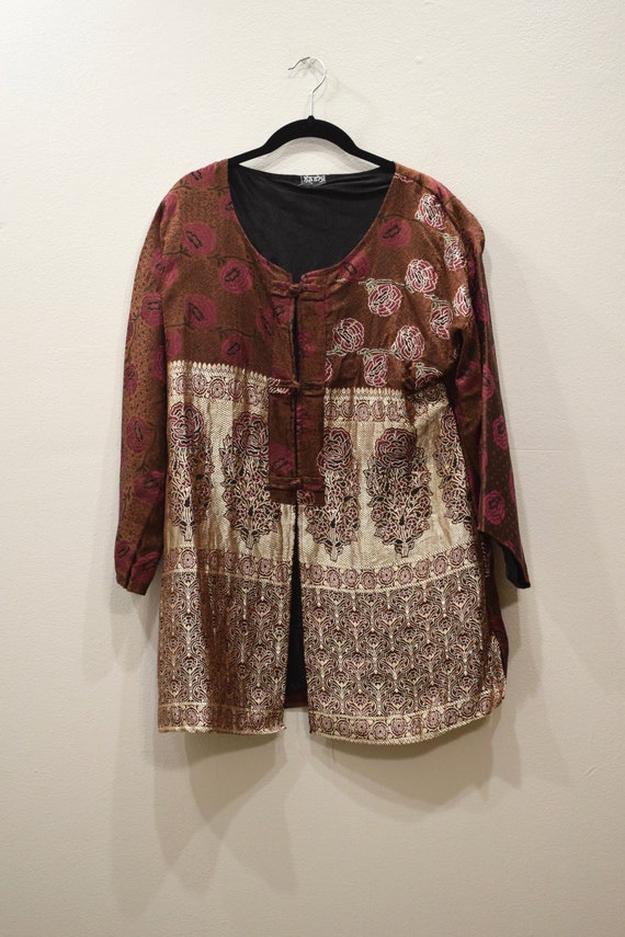 Jacket Silk Brown Red Brocade Jacket