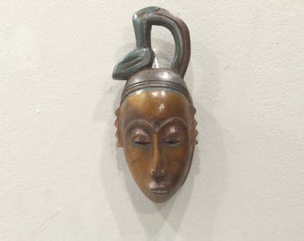 African Mask Wood Crest Baule Mask