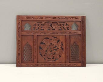 Indian Hand Carved Teak Wood Screen Panel Design
