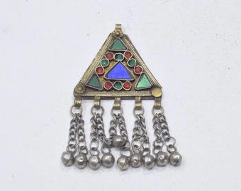 Middle Eastern Silver Kuchi Glass Pendant