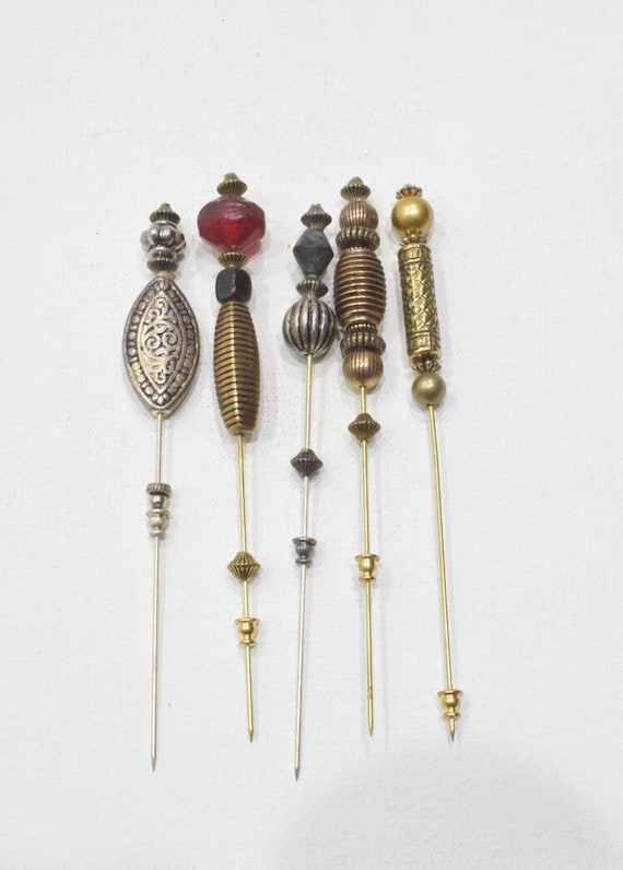 Stick Pins 5 Assorted Beaded Pins