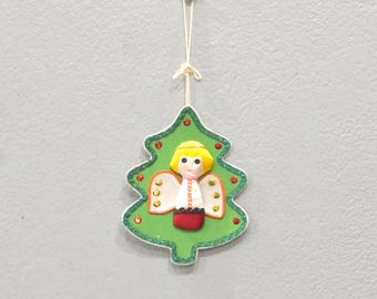 Silk Embroidered Angel Christmas Ornament