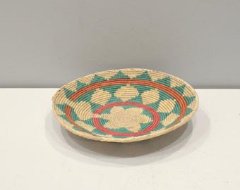 African Basket Botswana Natural Colors South Africa Woven Palm Food Basket