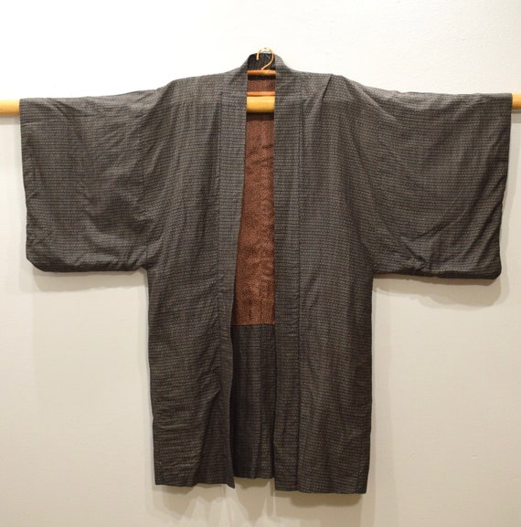 Kimono Japanese Brown Check Kimono