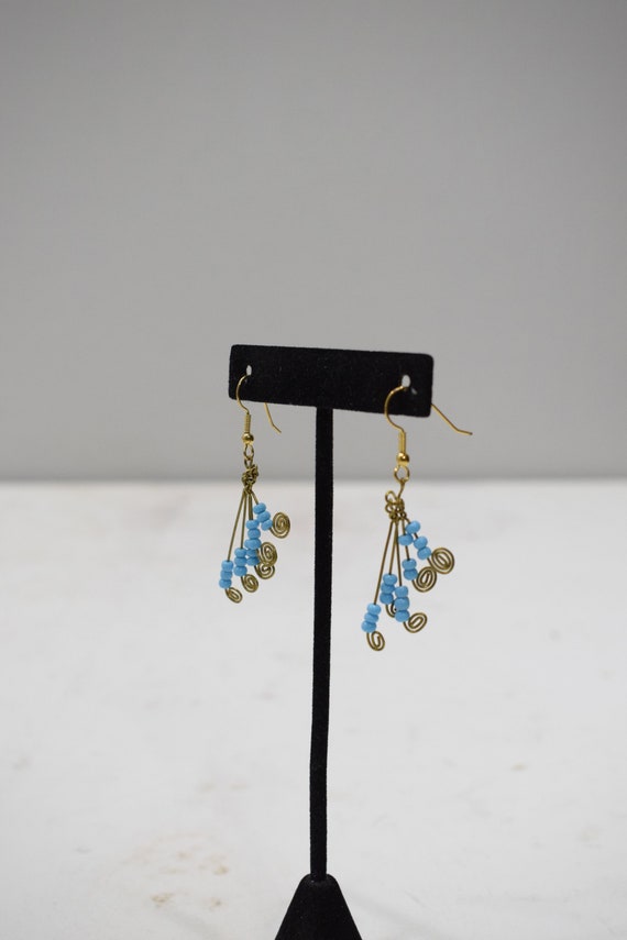 Earrings African Brass Blue Fan Earrings