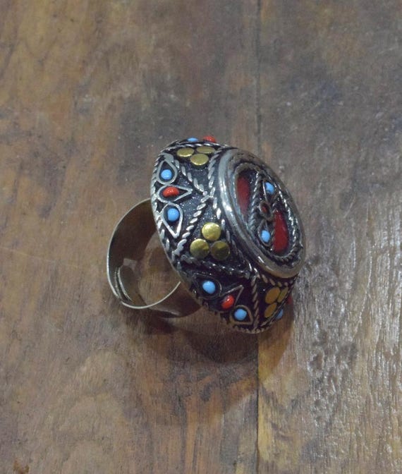 Middle Eastern Silver Carnelian Ring Adjustable - image 3