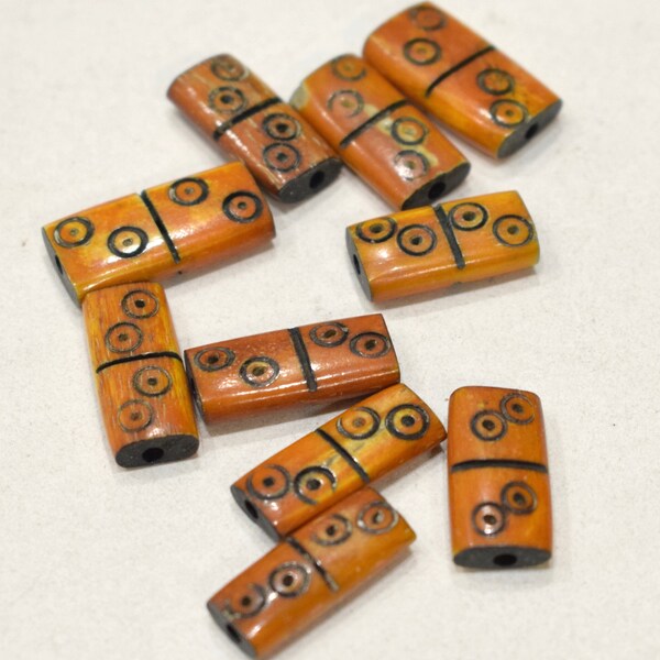 Beads Philippine Etched Bone Mahjong Beads 32-35mm