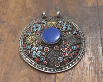 Middle Eastern Silver Blue Lapis Pendant