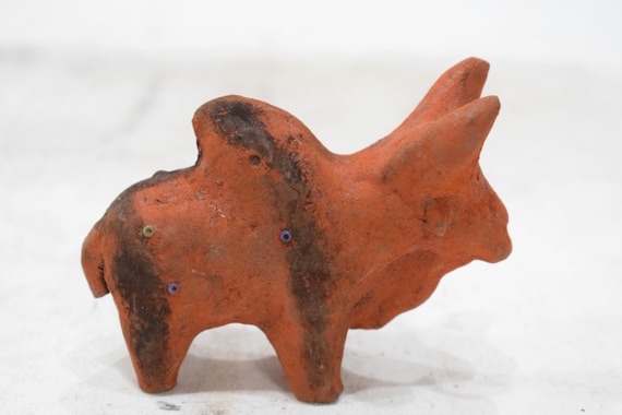 African Red Clay Cow Statue Samburu Kenya