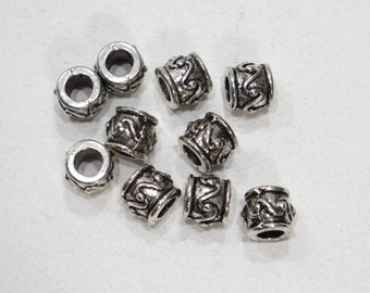 Chinese Silver Drum Beads