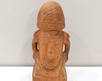 New Zealand Wood Tiki Statue Polynesia
