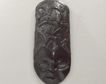 African Mask Ebony Carved Malawi Mask