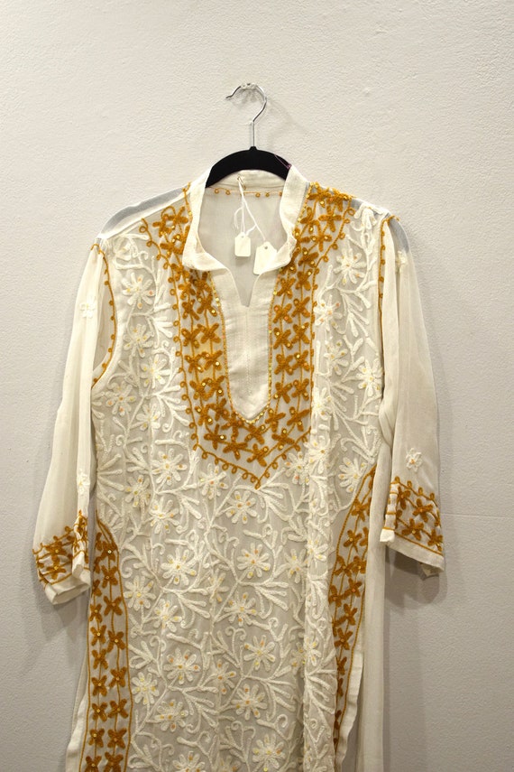 Tunic India White Crepe Tunic and Scarf - image 1