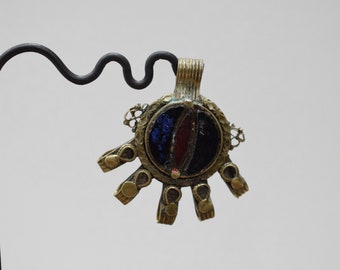 Pendant Middle Eastern Silver Kuchi Colored Glass Pendant