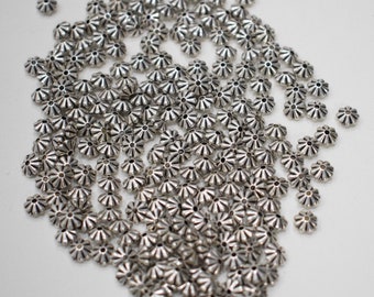 Silver Small Round Flower Beads