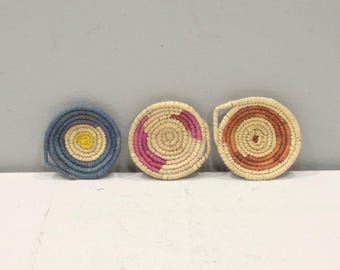 African Basket Botswana Natural Food Basket Set of 3