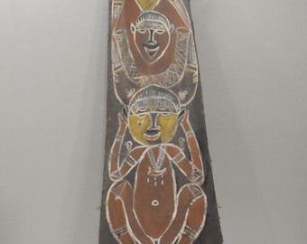 Papua New Guinea Mens Hut Wood Bark Painting