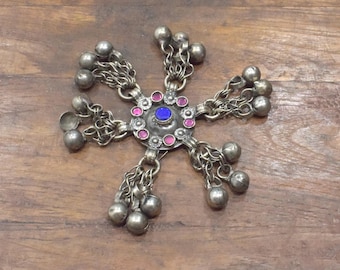 Middle Eastern Silver Kuchi Glass Pendant