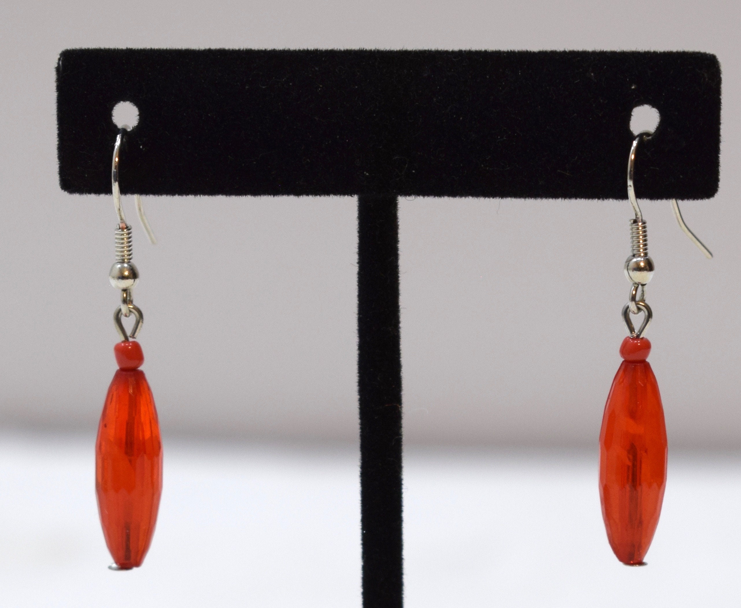 Earrings Red Plastic Teardrop Dangle Earrings 44mm