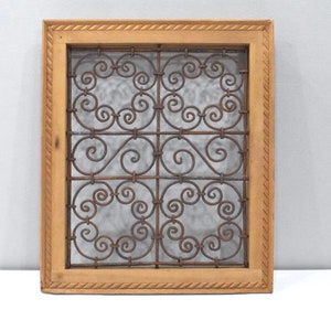 Moroccan Wood Framed Grill Panel Window