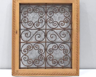 Moroccan Wood Framed Grill Panel Window